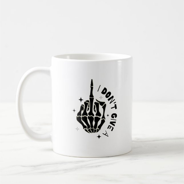 Middle Finger Skeleton  Coffee Mug (Left)