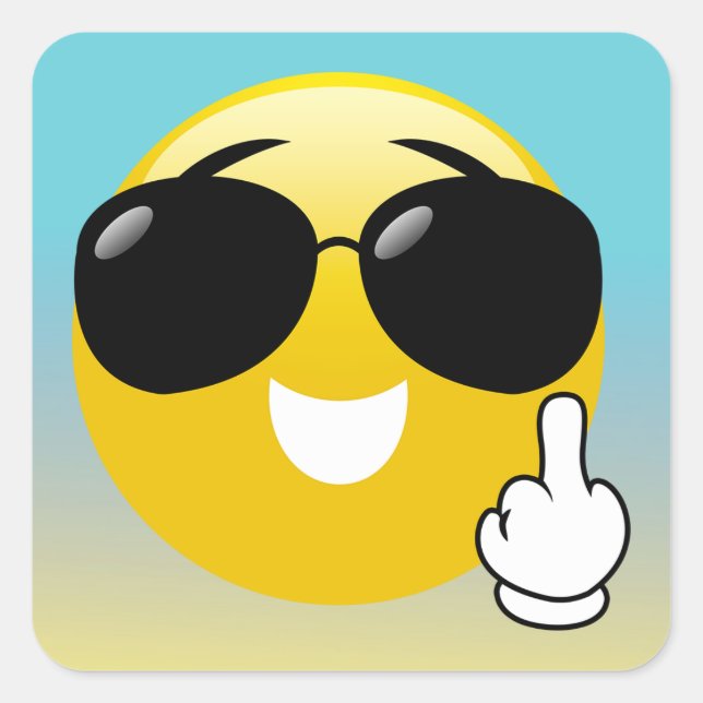 Middle Finger & Sunglasses Emoji Ombre Stickers (Front)