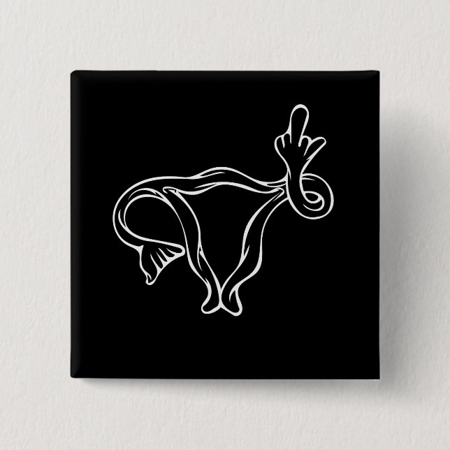 Middle Finger Uterus Pro-choice 15 Cm Square Badge (Front)