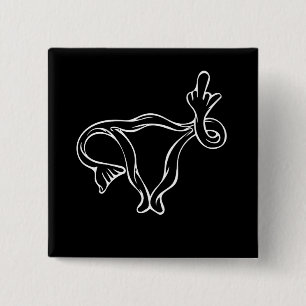 Middle Finger Uterus Pro-choice 15 Cm Square Badge