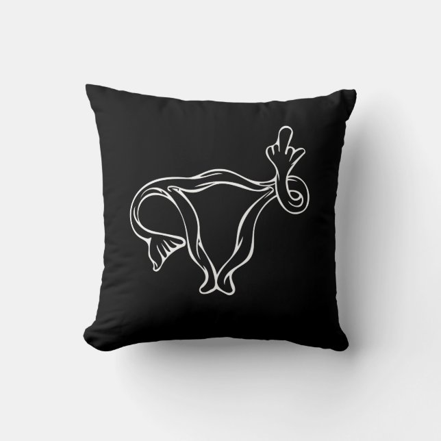 Middle Finger Uterus Pro-choice Cushion (Front)
