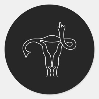 Middle Finger Uterus Pro Choice Feminist Classic Round Sticker