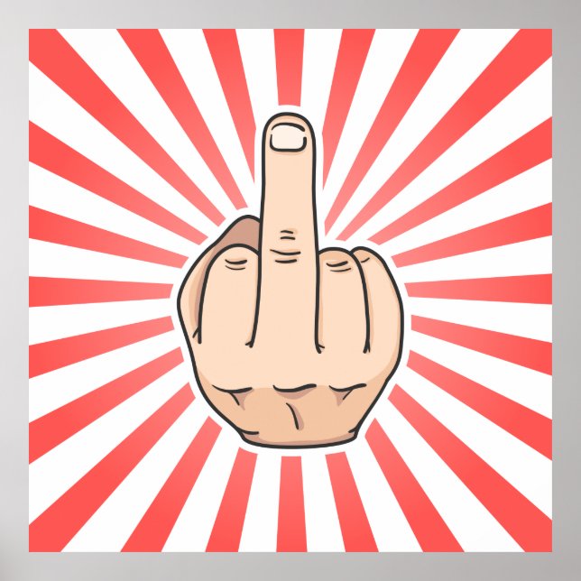 Middle finger with red stripes design poster (Front)