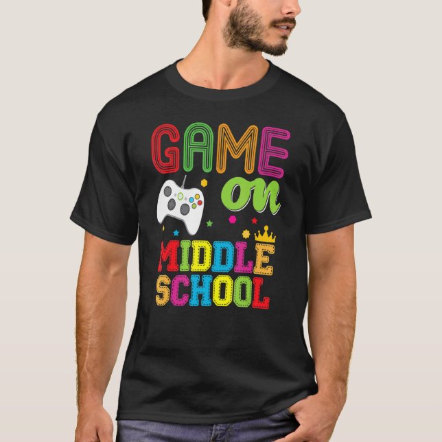 Middle Game On Video Console Teacher Kid Student B T-Shirt (Front)