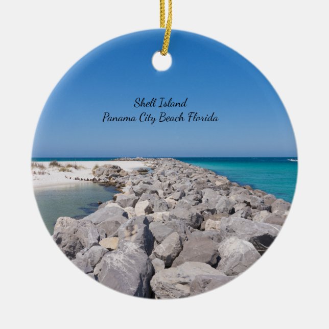 Middle Of Shell Island Jetty Circle Ornament (Front)