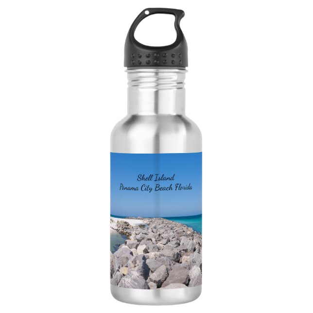 Middle Of Shell Island Jetty Water Bottle (Front)