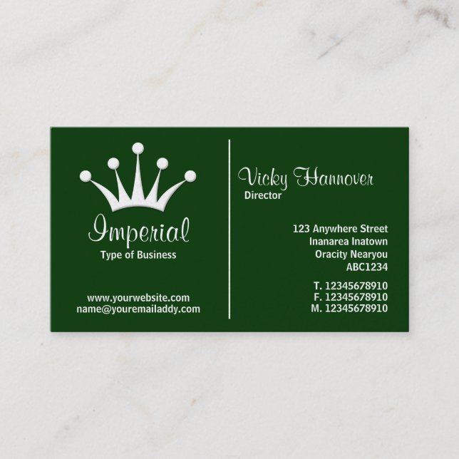 Middle Rule (Crown) - Dark Green 003300 (Gold) Business Card (Front)