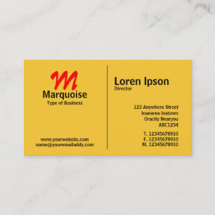 Middle Rule Monogram - Amber (FFCC33) Business Card