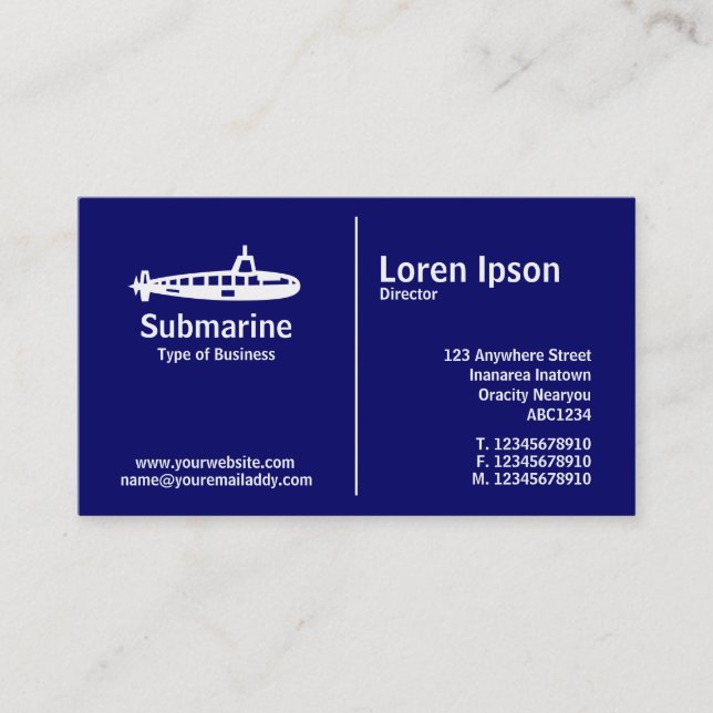 Middle Rule - Submarine - Dark Blue Business Card (Front)