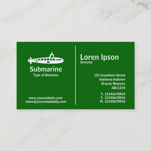 Middle Rule - Submarine - Grass Green Business Card (Front)
