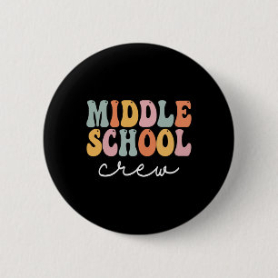 Middle School Crew Retro Groovy Vintage First Day 6 Cm Round Badge