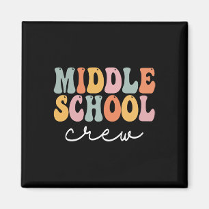 Middle School Crew Retro Groovy Vintage First Day  Magnet
