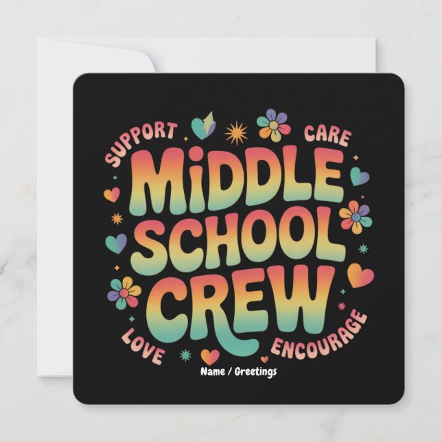 Middle School Crew Vintage Teacher Student Gift  Invitation (Front)