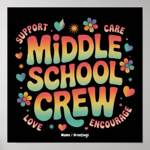 Middle School Crew Vintage Teacher Student Gift Poster