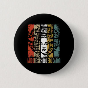 Middle School Educator Afro African Black History 6 Cm Round Badge