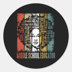 Middle School Educator Afro African Black History Classic Round Sticker