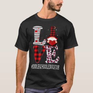 Middle School Educator Love Leopard Appreciation V T-Shirt