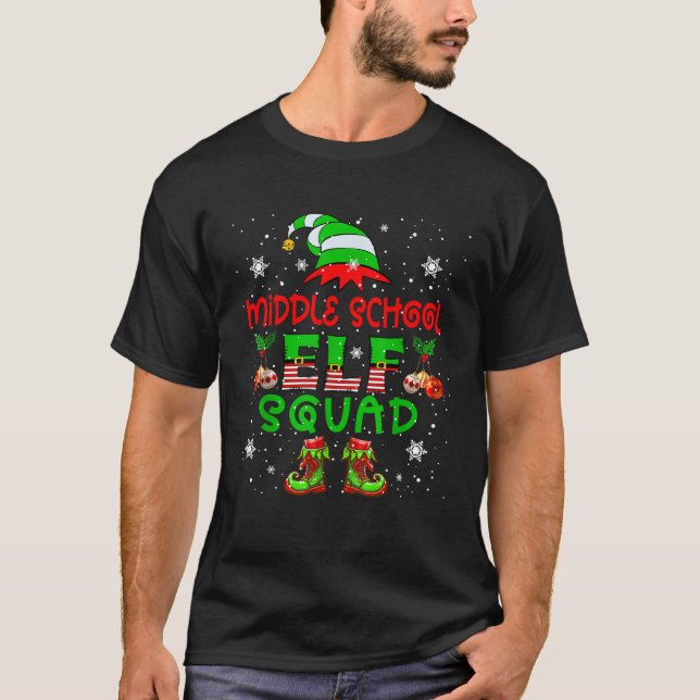 Middle School Elf Squad Xmas Teacher Elf Costume J T-Shirt (Front)
