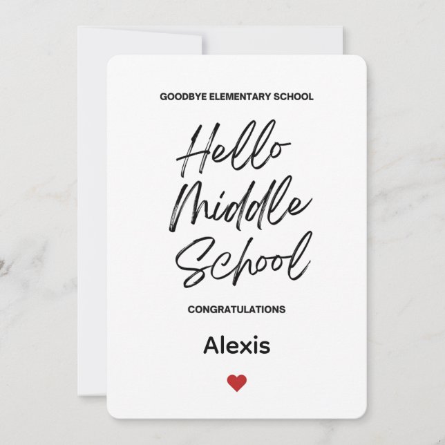 Middle School Graduation Congratulations Card (Front)