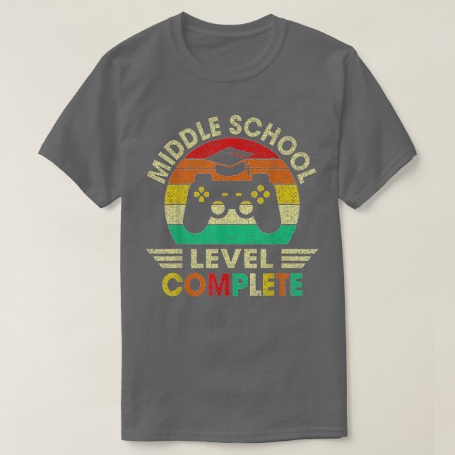 Middle School Graduation Level Complete Video Game T-Shirt (Design Front)
