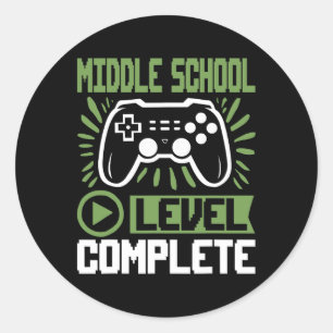 Middle School Level Complete Gamer Cl Of 2025 Grad Classic Round Sticker