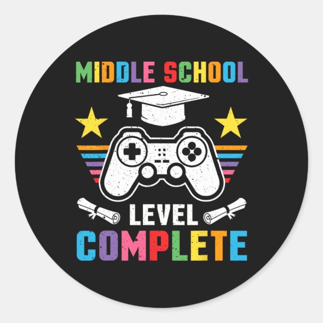 Middle School Level Complete Graduation Cl 2025 Ga Classic Round Sticker (Front)
