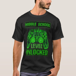 Middle School Level Unlocked Gamer Back To School T-Shirt