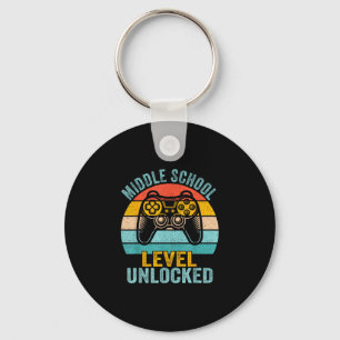 Middle school level unlocked retro video game back key ring
