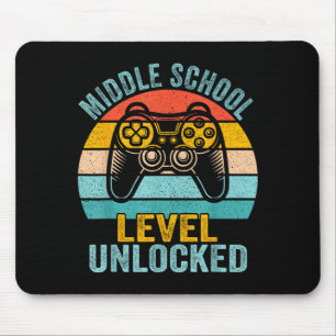 Middle school level unlocked retro video game back mouse mat