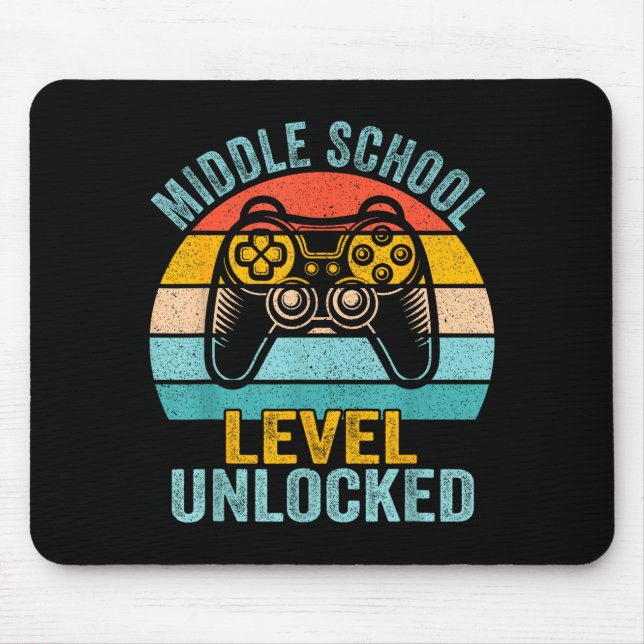 Middle school level unlocked retro video game back mouse mat (Front)