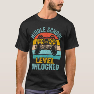 Middle school level unlocked retro video game back T-Shirt