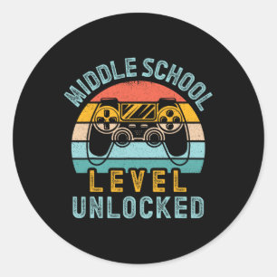 Middle School Level Unlocked Video Game Byck To Sc Classic Round Sticker