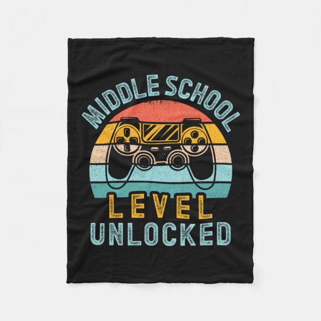 Middle School Level Unlocked Video Game Ck To Scho Fleece Blanket (Front)