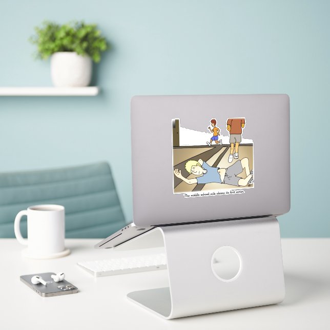 Middle School Mile Custom Cut Sticker (Laptop On Desk)