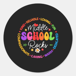 Middle School Rocks Back To School For Teacher Classic Round Sticker