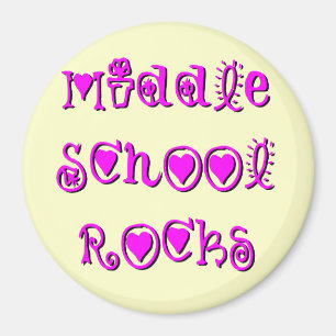 Middle School Rocks - Hearts Flowers Magnet