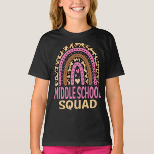 Middle School Squad Rainbow Leopard Back To School T-Shirt