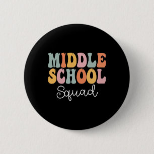 Middle School Squad Retro Groovy Vintage First Day 6 Cm Round Badge