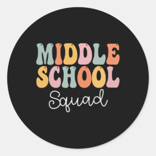 Middle School Squad Retro Groovy Vintage First Day Classic Round Sticker