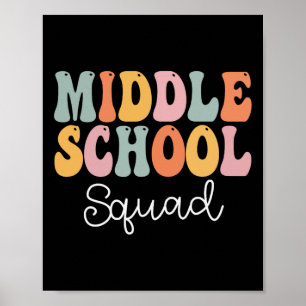 Middle School Squad Retro Groovy Vintage First Day Poster
