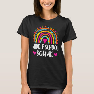 Middle School Squad Teacher Rainbow Back To Schoo T-Shirt