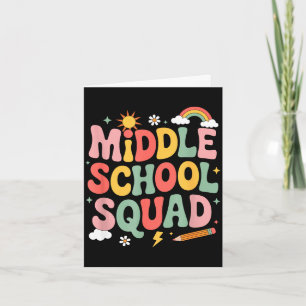Middle school squad teacher teaching kids educator card