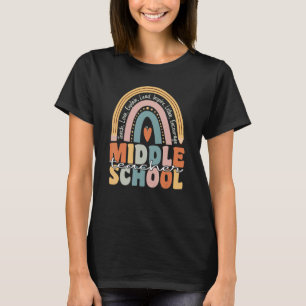 Middle School Teacher Groovy Retro Teacher Rainbow T-Shirt