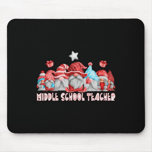 Middle School Teacher Job Christmas Gnome Ck To Sc Mouse Mat (Front)