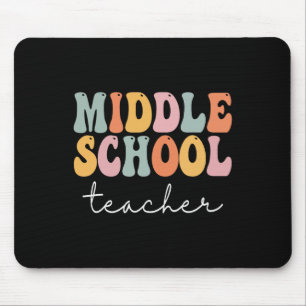 Middle School Teacher Retro Groovy Happy First Day Mouse Mat