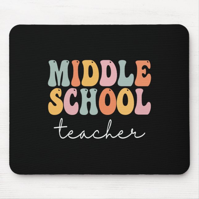 Middle School Teacher Retro Groovy Happy First Day Mouse Mat (Front)