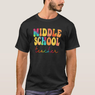 Middle School Teacher Retro Groovy Happy First Day T-Shirt