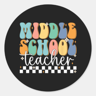 Middle School Teacher Retro Groovy Happy Last Day Classic Round Sticker