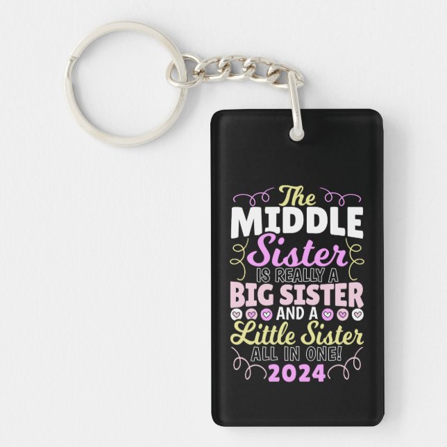 Middle Sister 2024 - a Big and Little Sister Key Ring (Front)