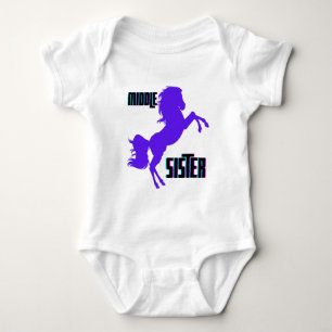 Middle Sister Purple Pony Rearing Baby Bodysuit